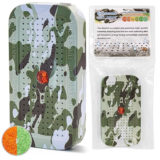 40 Gram Gun Safe Dehumidifier Camouflage, Rechargeable Desiccant Canister Dehumidifier Bags, Reusable Silica Gel Packets Moisture Absorbers for Car, Bathroom, Basement [1 PACK]