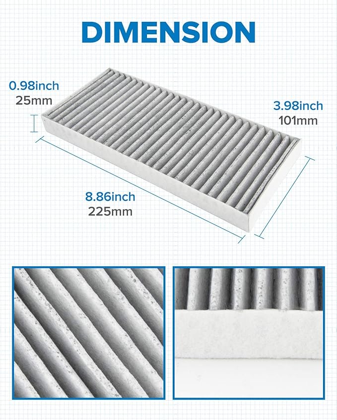 PHILTOP Cabin Air Filter, Replacement for CP388, CF10388, Armada(2005-2015), Titan(2004-2015), NV2500(2012-2014), NV3500(2012-2014), QX56(2004-2010), ACF010, Includes Activated Carbon, Pack of 2
