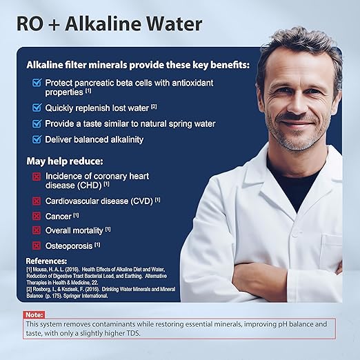 iSpring RCC7AK, NSF Certified, 75 GPD, Alkaline 6-Stage Reverse Osmosis System, pH+ Remineralization RO Water Filter System Under Sink, Patented Top-Mounted Faucet Design for Easy Installation