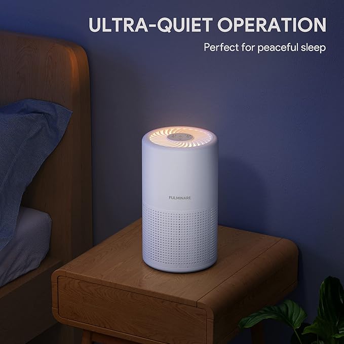 Air Purifiers for Bedroom, FULMINARE H13 True HEPA Air Filter, Quiet Air Cleaner With Night Light,Portable Small Air Purifier for Home, Office, Living Room