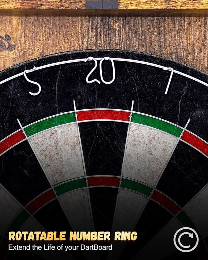 Sisal Dart Board Cabinet Sets, Decorative Dart Boards for Adults [6*Steel Darts] - Wooden Dartboard Cabinet with Integrated Scoreboard for Family Game Rooms