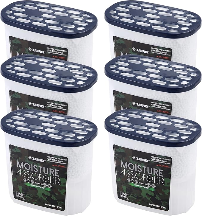 Moisture Absorber Corrosion Inhibitors Gun & Gear 17.6 oz/500g | Removes Moisture, Damp & Humidity | Odor Absorber | Moisture Trap for Bathroom, Closet, Kitchen | Set of 6