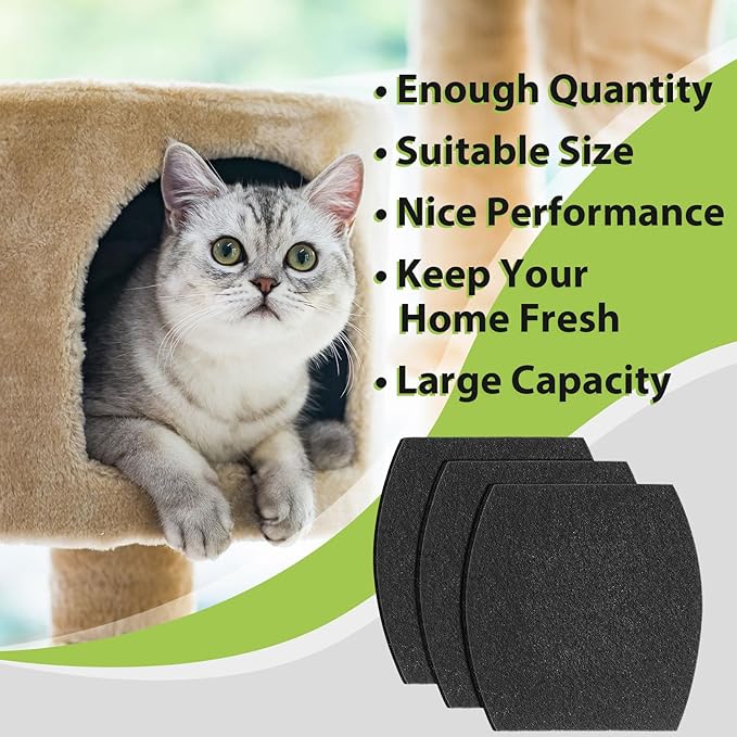 Jecery 10 Pcs Activated Carbon Cat Litter Box Replacement Filters Compatible with Petmate Booda Clean Step 6.3 x 5.91 Inches Filters to Absorbs Odors and Controls Damp for Keeping Fresh