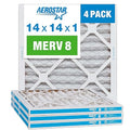Aerostar 14x14x1 MERV 8 - 4 Count - Pleated HVAC, Furnace & Air Conditioner Filters - Removes Dust, Lint, Mold & Allergy-Causing Pollen