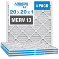 Aerostar 20x20x1 MERV 13 - 4 Count - Pleated HVAC, Furnace & Air Conditioner Filters - Removes Bacteria, Dust, Cold & Flu Germs, Lint, Mold, Pet Dander, Allergy-Causing Pollen, Smog, Smoke & Viruses