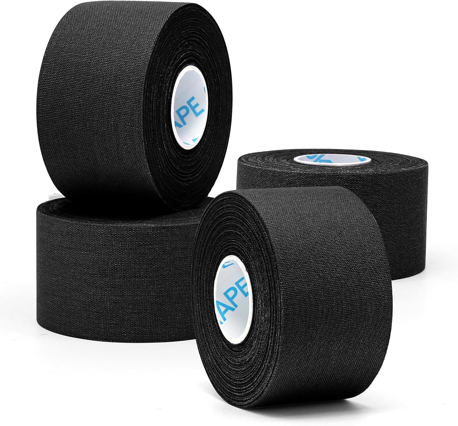 OK TAPE 4 Rolls Black Athletic Tape, Sports Tape, Very Strong Easy Tear Wrist Ankle Tape, No Sticky Residue | Athletes, Medical, Athletic Trainers- 1.5inch x 15yards
