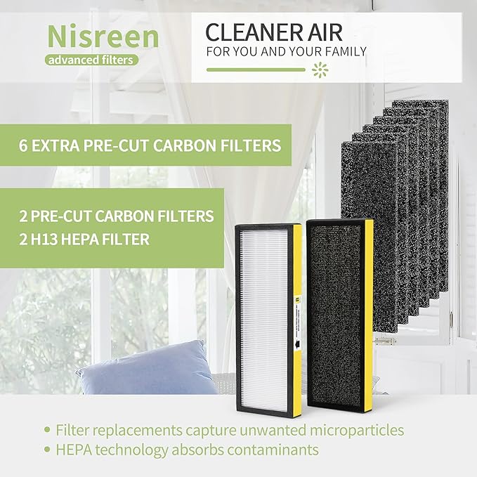AC4825 HEPA Filter B Replacement Compatible with Guardian FLT4825 Filter B, for 22" Air Pu-rifier Models AC4825E AC4825 AC4300 AC4900CA AP2200CA, 2 HEPA and 6 Pre-Filter