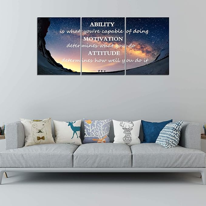 3 Panels Successful Inspirational Posters Quotes Wall Art Ability Modern Motivational Painting Picture Prints on Canvas Artwork Motto for Office Bedroom Decor Living Room Home Decor (72”Wx36”H)-FlexoryFit