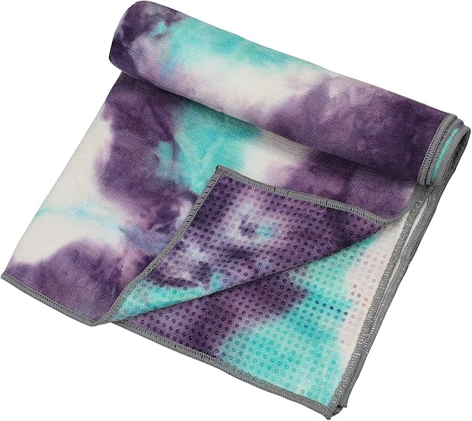 Yoga Towels , Non Slip Hot Yoga Towel Skidless Waffle Texture, 100% Absorbent Odorless Microfiber Yoga Blanket, Standard Sized 24 inchx72 inch Mat Towel,for Hot Yoga, Bikram, Pilates (Green & Pink)-FlexoryFit