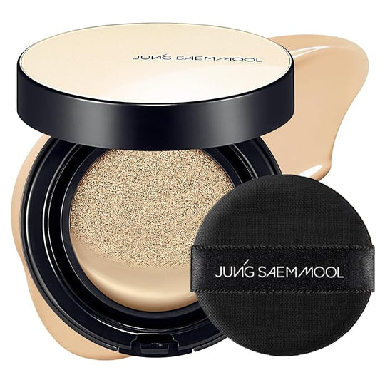JUNG SAEM MOOL Essential Skin Nuder Cushion 21W Medium 0.49 Fl Oz, No Refill, Natural Radiant Finish Cushion Foundation with Buildable Coverage, Lightweight Texture, Korean Foundation Makeup-FlexoryFit