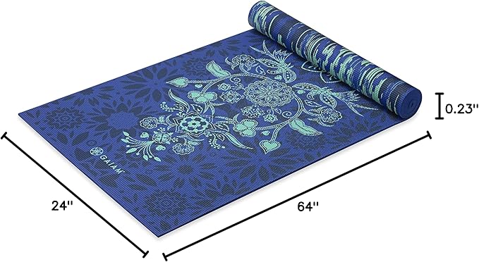 Gaiam Yoga Mat - Premium 6mm Print Reversible Extra Thick Non Slip Exercise & Fitness Mat for All Types of Yoga, Pilates & Floor Workouts (68" x 24" x 6mm Thick)-FlexoryFit