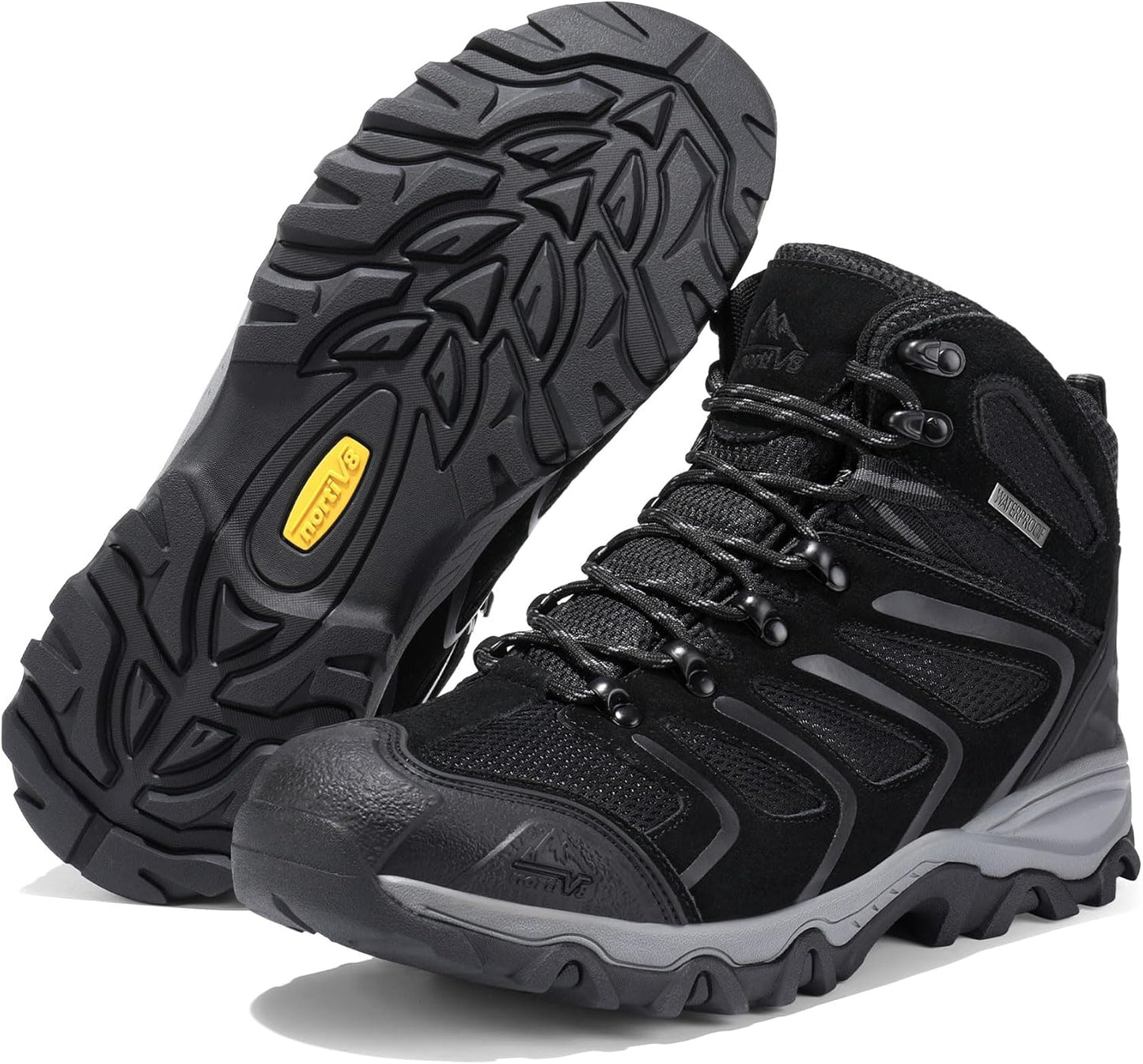 NORTIV 8 Men's Ankle High Waterproof Hiking Boots Outdoor Lightweight Shoes Trekking Trails Armadillo