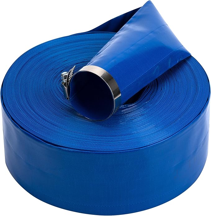 2-1/2 in x 50 ft Pool Backwash Hose Heavy Duty Drain Discharge Double PVC Lay flat General Purpose Vinyl Hose, Burst Resistant for Water Transfer Sump Pump Pool Filter (2.5in 50ft fiber reinforced)