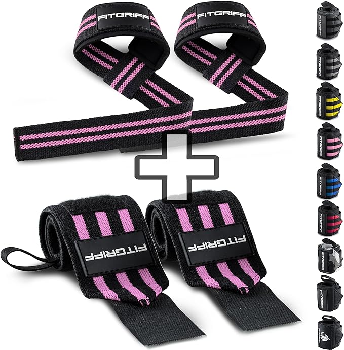 Fitgriff® Lifting Straps & Wrist Wraps (Bundle) Superior Support for Weightlifting & Gym Workouts - for Men and Women-FlexoryFit