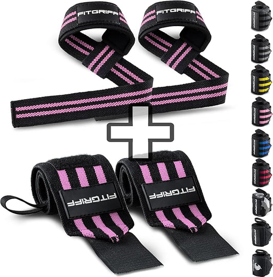 Fitgriff® Lifting Straps & Wrist Wraps (Bundle) Superior Support for Weightlifting & Gym Workouts - for Men and Women-FlexoryFit