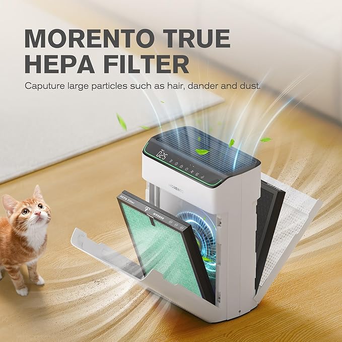 MORENTO Genuine Air Purifier Replacement Filter, True HEPA Filter Compatible with MR5866 for 99.97% Air Pollutants, Odor and Smoke, Pet Dander Version Green 2 Pack