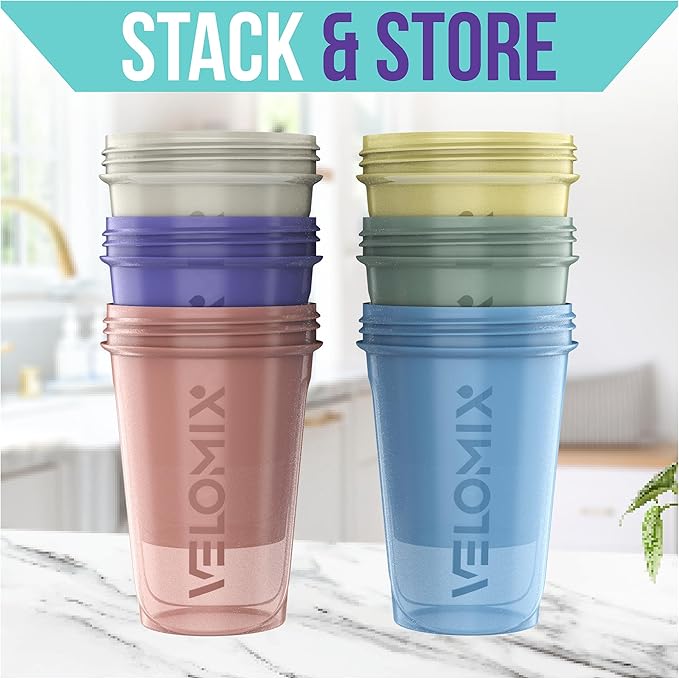 '-6 PACK- 20 OZ Protein Shaker Bottles for Protein Mixes, Shaker Cups for Protein Shakes, Small Shaker Bottle Pack, Shaker Cup, Shakers for protein Shakes (Pastel Shades - 6 Pack)-FlexoryFit