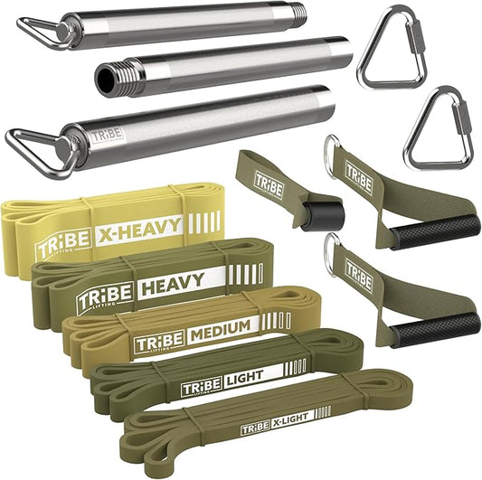 Long Resistance Bands for Working Out Men and Women - Set of 5 Pull-Up Bands, Rubber Handles and Door Anchor - Workout Bands Resistance for Men - Exercise Bands Resistance Bands Set-FlexoryFit