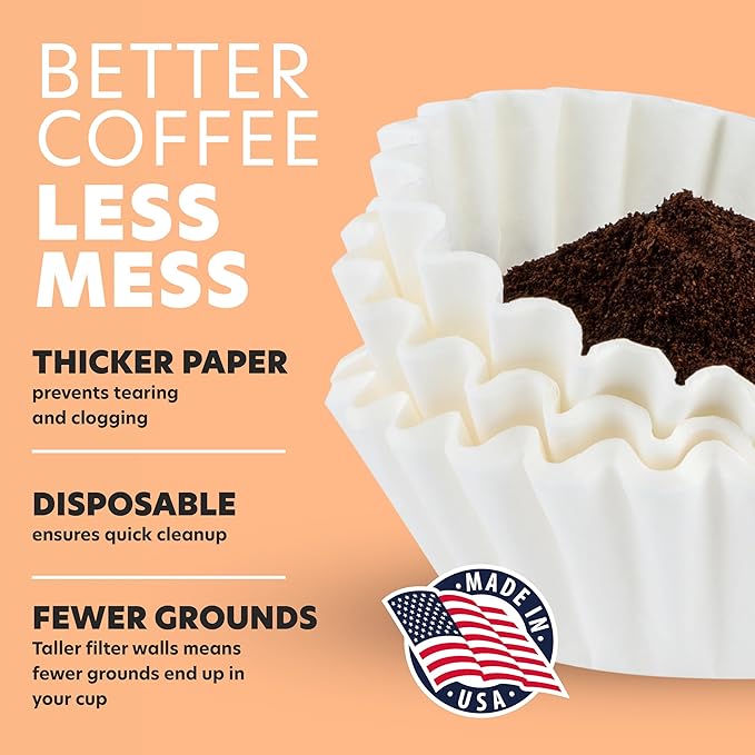 Tupkee Coffee Filters 4-6 Cups - 400 Count, Junior Basket Style, White Paper, Chlorine Free 5 Cup Coffee Filter, Made in the USA