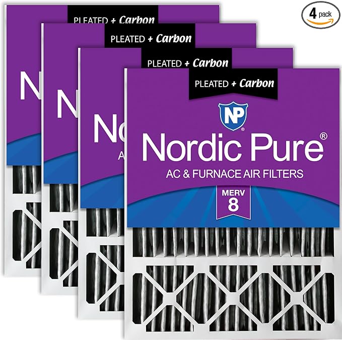 Nordic Pure 20x25x5 Honeywell Replacement Air Filters MERV 8 Pleated + Carbon 4 by NordicPure