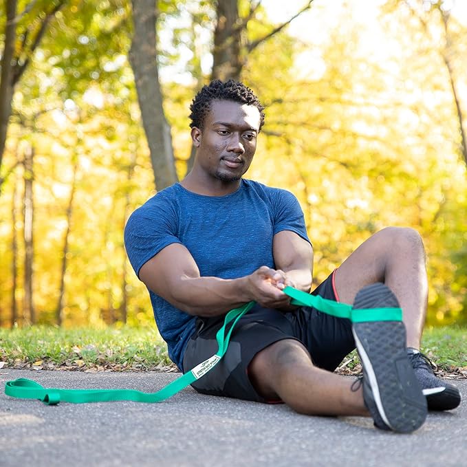OPTP The Original Stretch Out Strap with Exercise Book, for Flexibility and Mobility Exercises. Stretch Out Straps for Physical Therapy, Yoga Stretching Strap and Knee Therapy Strap. Made in the USA-FlexoryFit