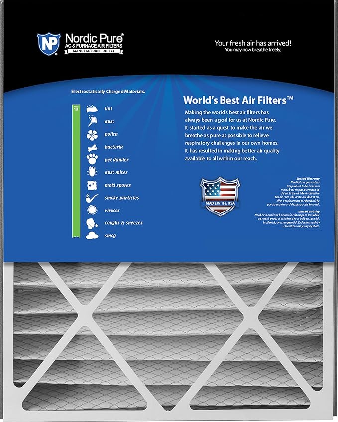 Nordic Pure 20x25x5 (19_3/4 x 24_1/4 x 4_7/8) Air Bear Replacement 266649-102 MERV 13 Air Filters 4 Pack