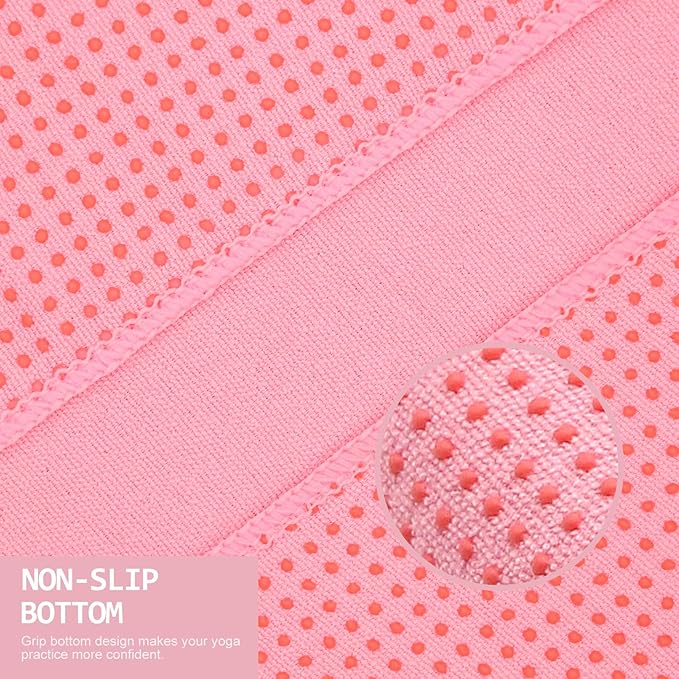 Eunzel Yoga Towel,Hot Yoga Mat Towel with Grip Dots Sweat Absorbent Non-Slip for Hot Yoga, Pilates and Workout 24" x72", Pink-FlexoryFit