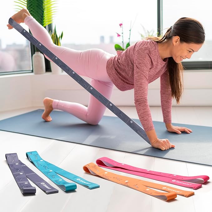 Yoga Strap for Stretching - 8 Loops Stretching Strap - Essential Yoga Accessories for Flexibility and Enhanced Stretching - Ideal Stretch Strap in Yoga and Pilates-FlexoryFit
