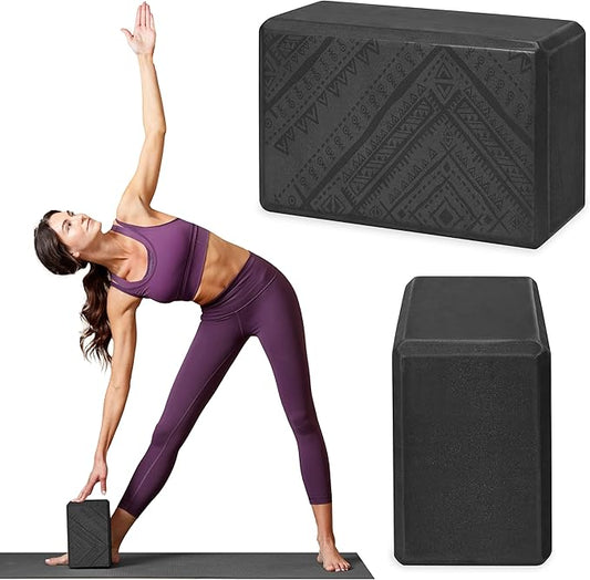 Gaiam Yoga Block - Supportive Latex-Free Eva Foam - Soft Non-Slip Surface with Beveled Edges for Yoga, Pilates, Meditation - Yoga Accessories for Stability, Balance, Deepen Stretches-FlexoryFit