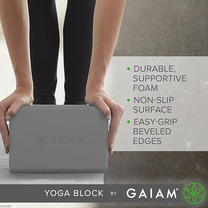 Gaiam Yoga Block - Supportive Latex-Free Eva Foam - Soft Non-Slip Surface with Beveled Edges for Yoga, Pilates, Meditation - Yoga Accessories for Stability, Balance, Deepen Stretches-FlexoryFit