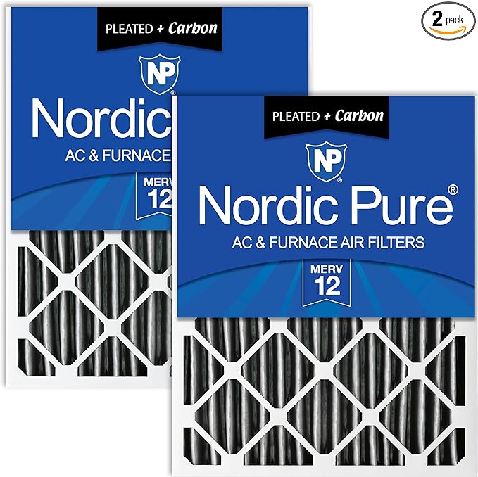 Nordic Pure 18x24x4 Pleated Air Filter MERV 12 Plus Carbon 2 Pack by NordicPure