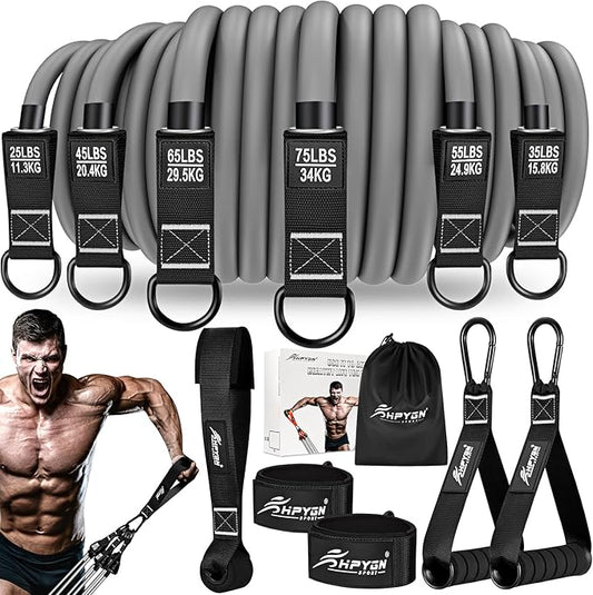 HPYGN Resistance Bands, Heavy Exercise Bands with Handles, Fitness Bands for Working Out, Workout Bands for Men, Weight Bands Set for Muscle Training, Strength, Slim, Yoga, Home Gym Equipment-FlexoryFit