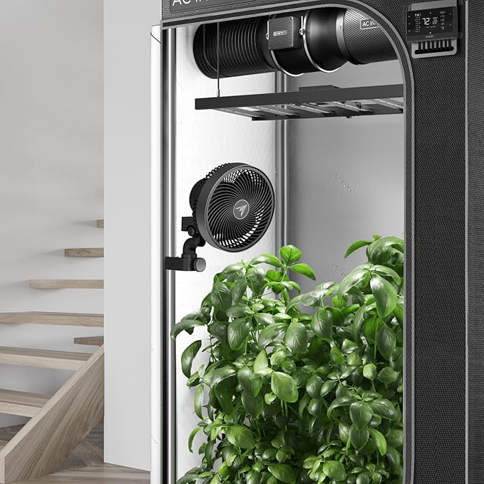AC Infinity CLOUDRAY A6, Grow Tent Clip Fan 6” with Redesigned Long-Life EC Motor, Custom 10 Dynamic Wind Speeds, Weatherproof IP-54, Manual Swivel, for Hydroponics Circulation Cooling