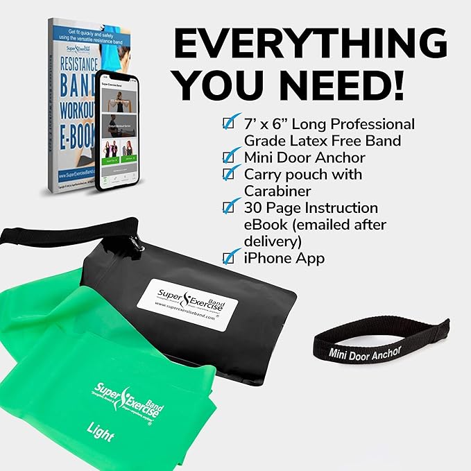 7Ft Long Resistance Bands for Stretching - Resistance Bands Set with Door Anchor - Exercise Bands Including Carry Pouch, E-Book & App - Latex-Free Workout Bands-FlexoryFit