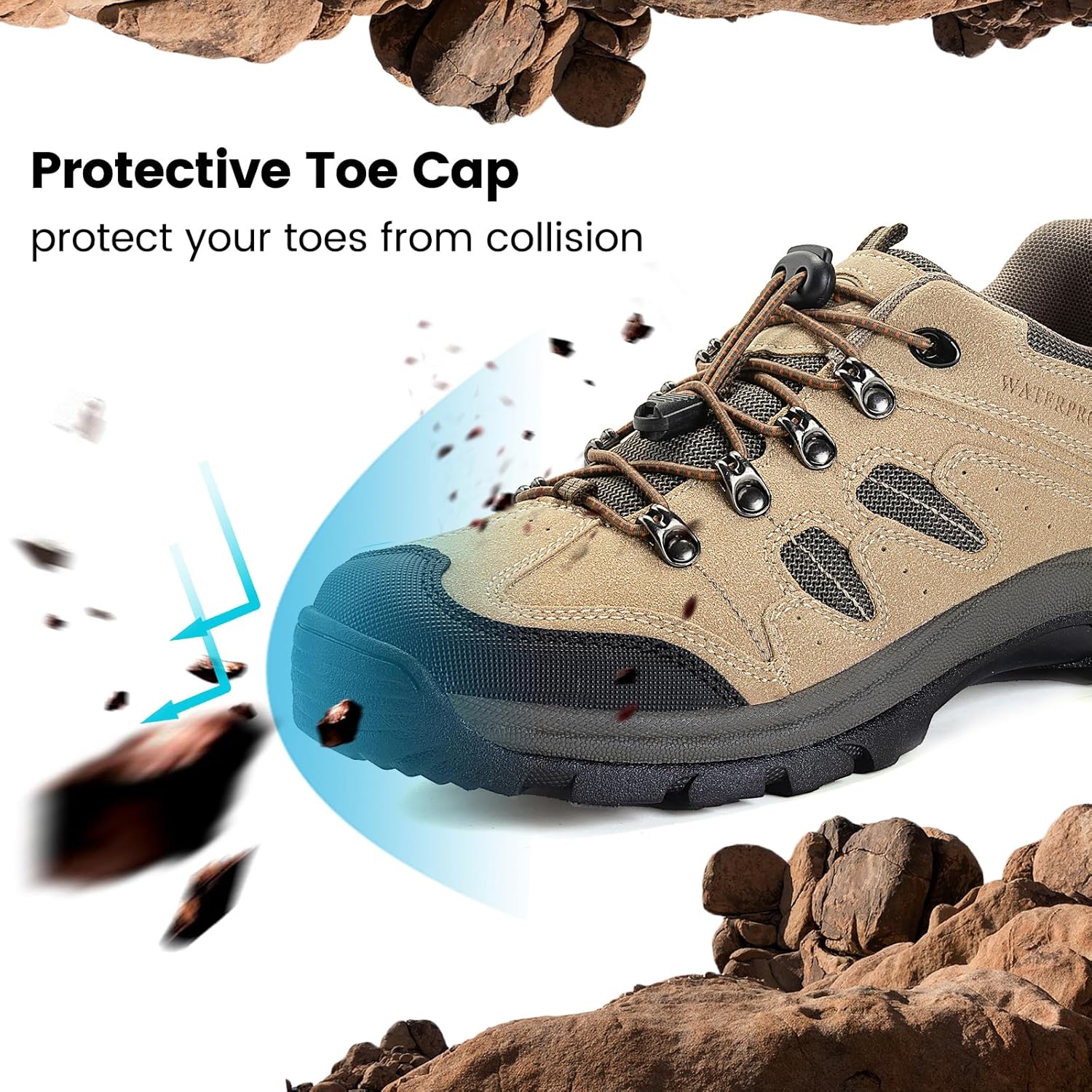 CC-Los Men's Waterproof Hiking Shoes Outdoor Comfortable Trekking Shoe Lightweight Working Sneaker