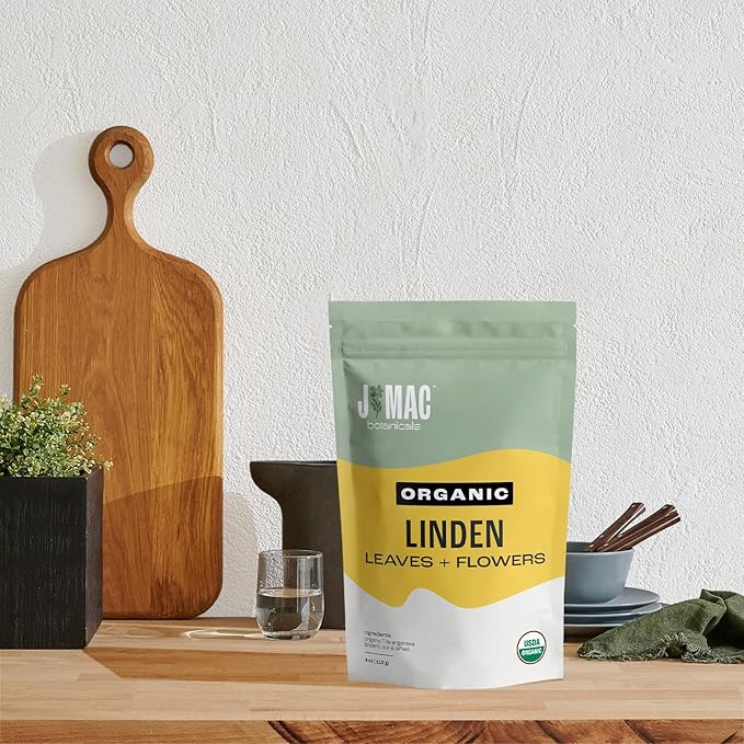 J Mac Botanicals, Organic Linden Leaf and Flower, Whole Leaves and Flowers-FlexoryFit