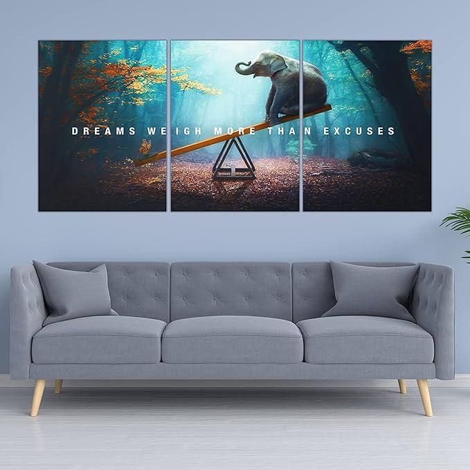 Yetaryy Motivational Poster Inspirational Wall Art 3 Pieces Canvas Painting Lion Artwork for Living Room Office Modern Home Decor Prints Pictures Wall Decor Framed Ready to Hang [36''Wx 16''H]-FlexoryFit