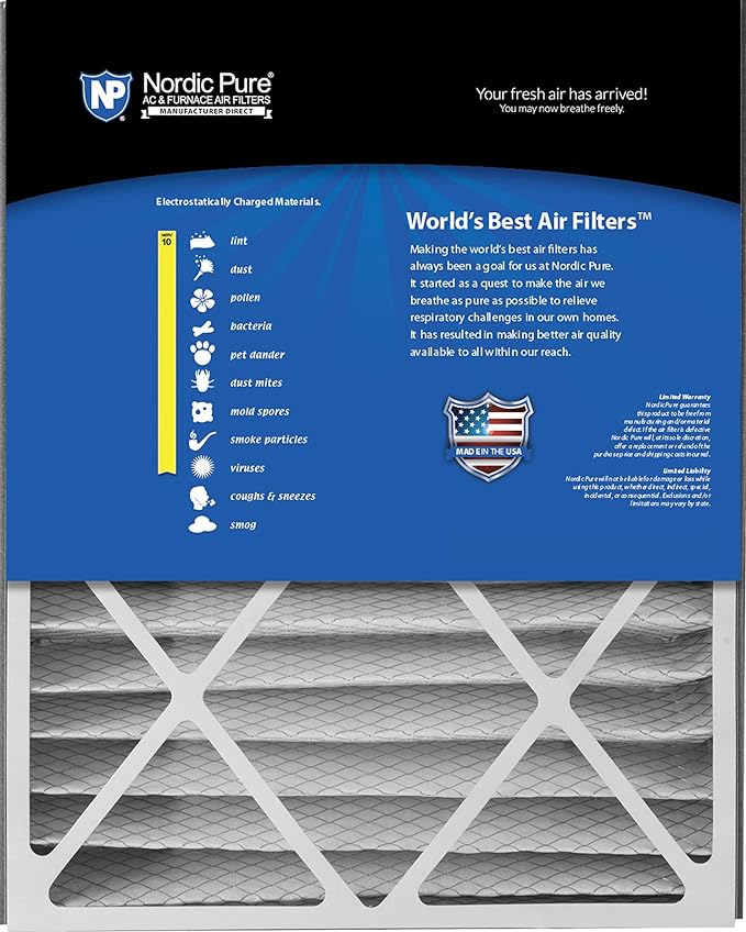 Nordic Pure 20x25x5 (19_3/4 x 24_1/4 x 4_7/8) Air Bear Replacement 255649-102 MERV 10 Air Filters 4 Pack