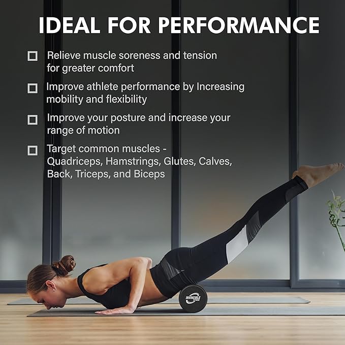 Invincible Fitness EPP Foam Roller for Deep Tissue Massage – Enhance Recovery, Relieve Pain, and Boost Mobility for a Stronger, Healthier You (Black)-FlexoryFit