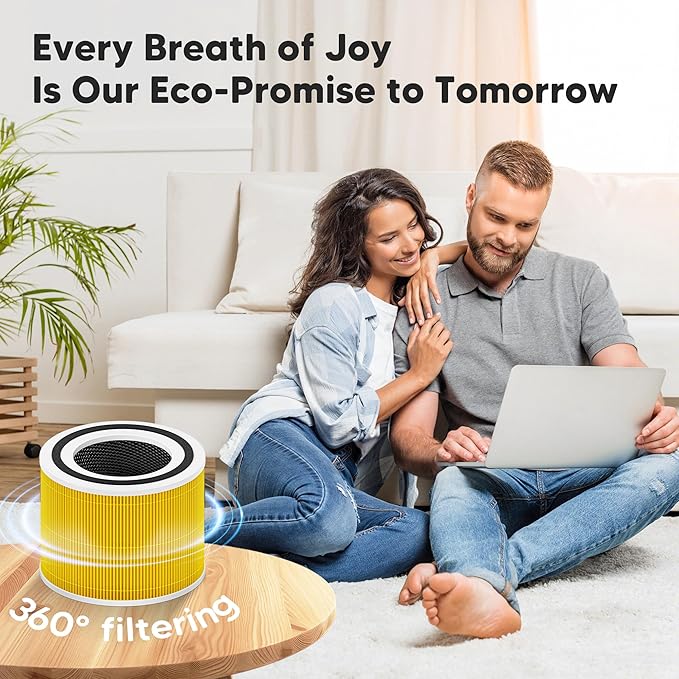 Core 300 Pet Care Replacement Filter for LEVOIT Core 300, Core 300S and Core 300-P Air Purifier, 3-in-1 H13 True HEPA Filter Replacement, Compared to Part # Core 300-RF-PA, 2 Pack, Yellow