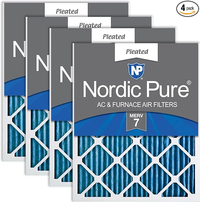 Nordic Pure 20x25x1 Pleated MERV 7 Air Filters 4 Pack by NordicPure