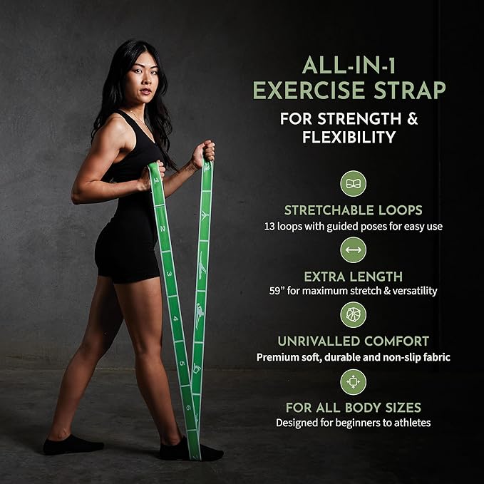 Stretching Strap Set of 3, Stretch Straps with Loops for Yoga, Pilates, Dance, Physical Therapy, 3 Resistance Bands, Stretch Bands for Exercise, Flexibility, Yoga Straps for Stretching-FlexoryFit