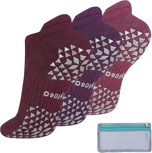Hylaea Unisex Non Slip Socks with Grip for Yoga, Hospital, Pilates, Barre | Ankle, Cushioned-FlexoryFit