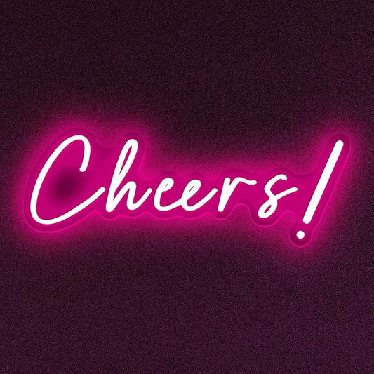Pink Cheers Led Neon Sign USB Power Switch with Dimmable Led Cheers Sign for Wall Decor Cheer Light Up Sign Neon for Birthday Wedding Party Bar and Night Club 18.5 * 6.69in