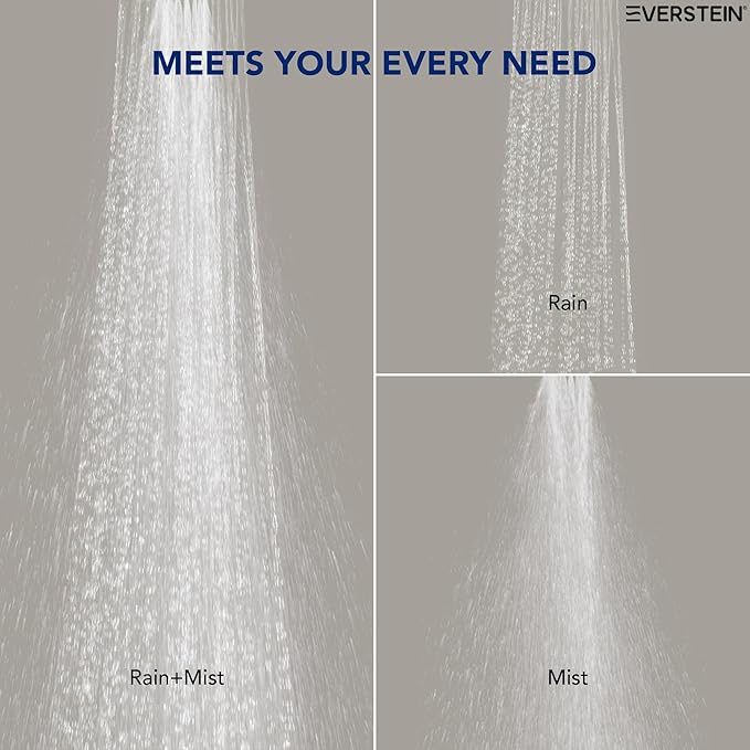 EVESTEIN Adjustable Hand Held Shower with Slide Bar, 3-Function Handshower Head with Hose, Brushed Nickel