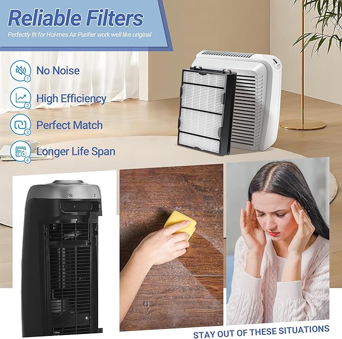 HAPF600 True HEPA Filters Replacement for Holmes Air Purifier Filter B, HAP615, HAP625, HAP650, HAP8650, Replaces Part # HAPF600D, HAPF600D-U2 (2 HEPA Filters & 2 Carbon Filters)