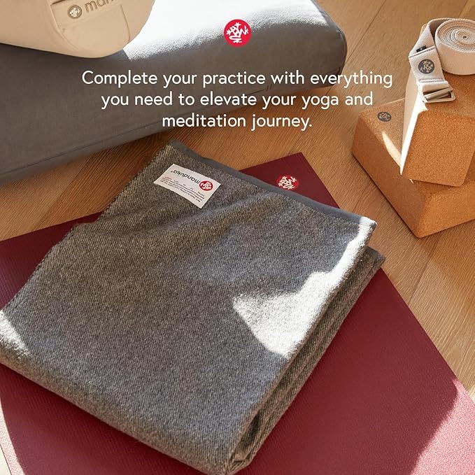 Manduka Yogitoes Yoga Towel – Rubber Grip Dots Non-Slip Bottom, Quick Dry Fitness Towel for Hot Yoga, Pilates, Exercise-FlexoryFit