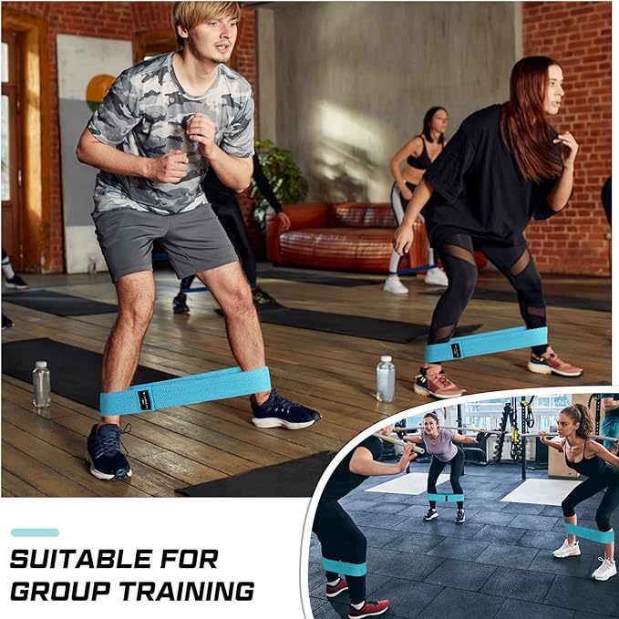 12 Pcs Fabric Resistance Bands for Working Out Booty Workout Stretch Exercise Bands Non Slip for Legs Squat Resistance Loop for Women Men Starter Butt Hip Thigh Fitness-FlexoryFit