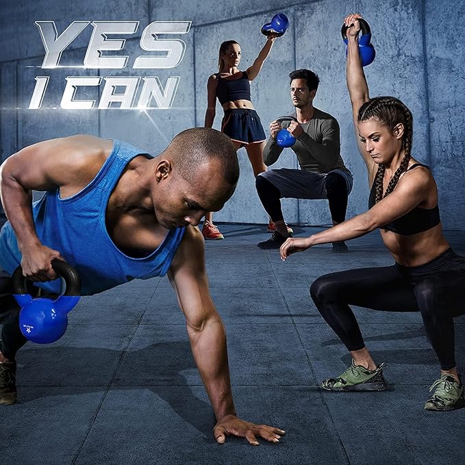 Yes4All 5-100 LB Kettlebells Vinyl Coated Cast Iron for Dumbbell Weights Exercises, Gym, Fitness, Full Body Workout Equipment Push up, Grip and Strength Training-FlexoryFit