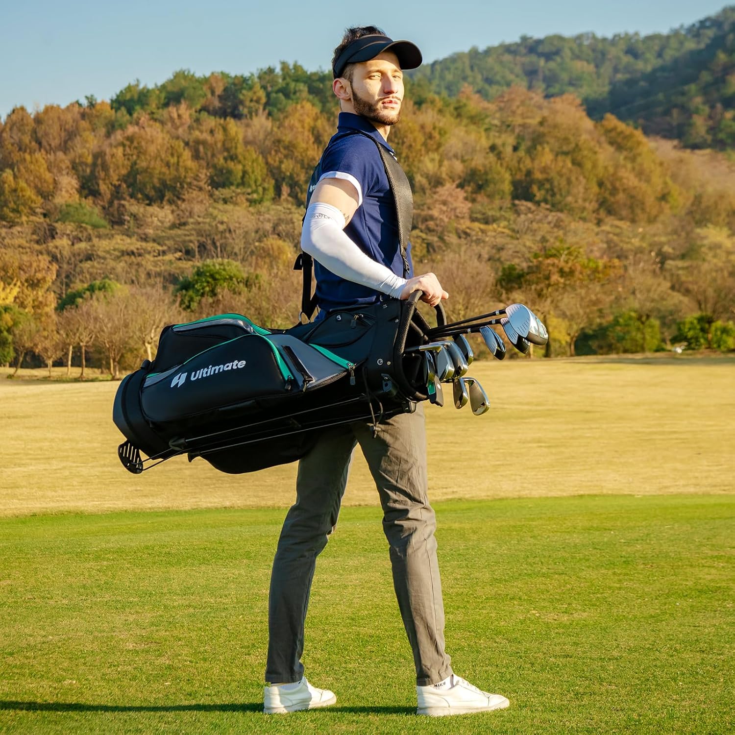Goplus Complete Golf Club Package Set for Men, 11 PCS Right Handed Golf Clubs with 460CC #1 Driver, #3 Fairway Wood, #5 Hybrid, #5/#6/#7/#8/#9/#S/#P Irons, Putter, Golf Stand Bag with Rain Hood